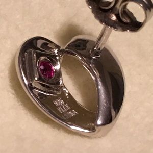 Sterling Silver Elle heart shape earrings w/ruby.
